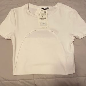 NWT Zara White Cut Out Top